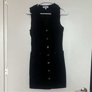 & Other Stories Black Button-Front Corduroy Mini Dress
